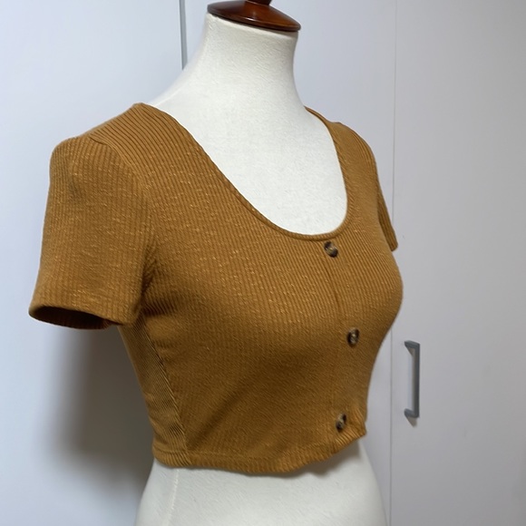 Brown Ribbed Crop Top * Popular 21 * Size Small‎ - Picture 5 of 13